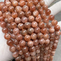 High Quality Natural Stone Golden Sun Stone Round Beads Orange Moonlight Loose Stone Beads for Women Bracelet Jewelry Making