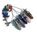Wholesale Natural Crystal Gemstone Pendant Amethyst Rose Quartz tiger Eye Bullet Chakra Pendulum