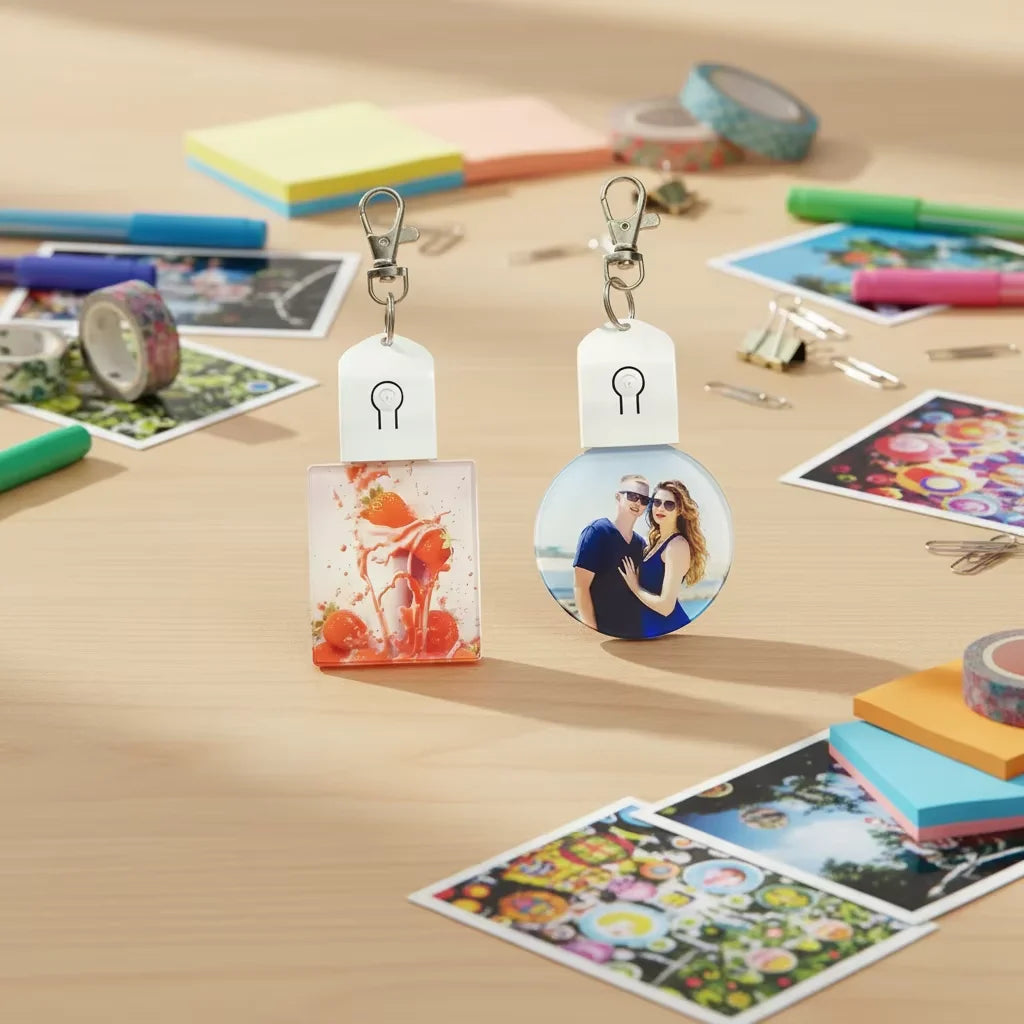 Sublimation Light up Keychain Customized Acrylic Keychain with LED Light