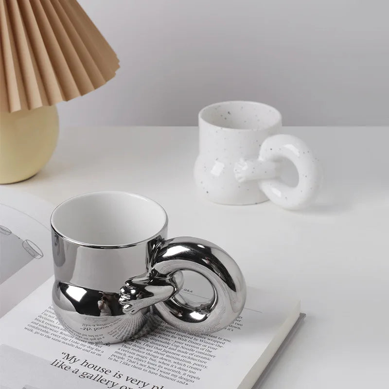 Wholesale Solid Color Cute Ceramic Mug Light Luxury Office Coffee Mug Gift Box Mug