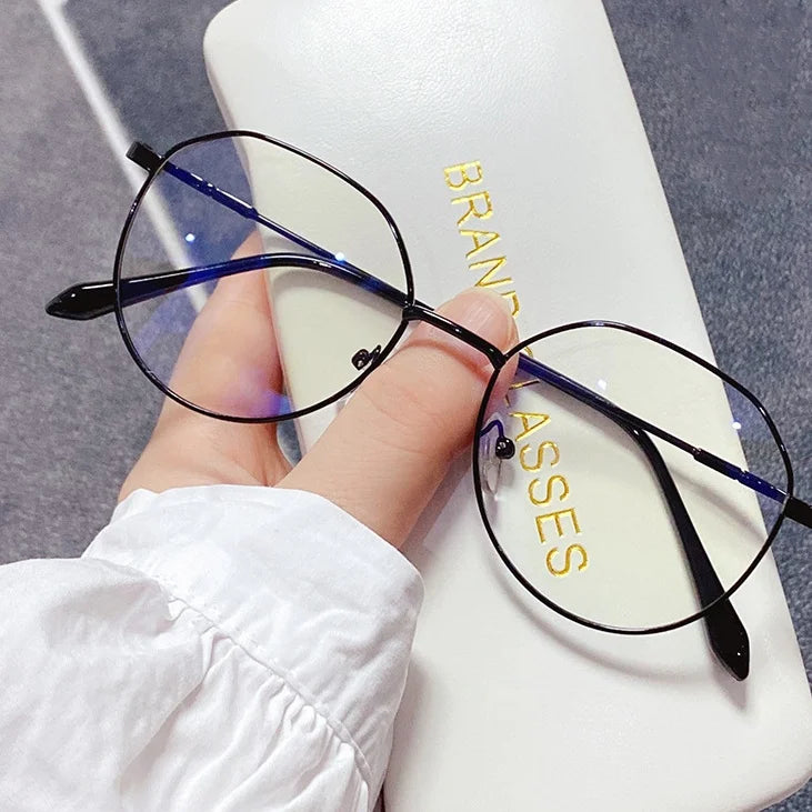 Retro Irregular Anti Blue Light Glasses Korean Metal Trend Glasses for Men and Women