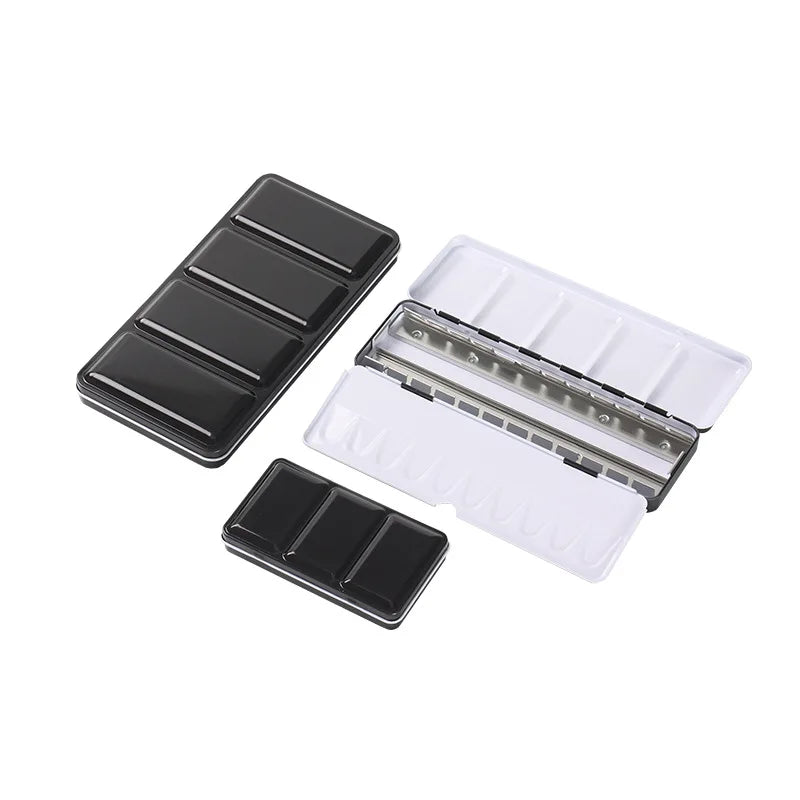 Customized Empty Foldable Watercolor Tray Tin Palette Paint Case Large Watercolor Palette Metal Box Tin With 12/24/48 Half Pans