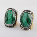 JAB974 Rhinestone Diamond and Natural Gemstone Wide Band Ring Gemstone Women Stainless Steel Ring