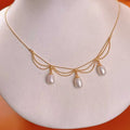 Hot Selling 7MM Natural High Quality Freshwater Pearl Necklace for Girls Lace Multi Bead with Bean Chain