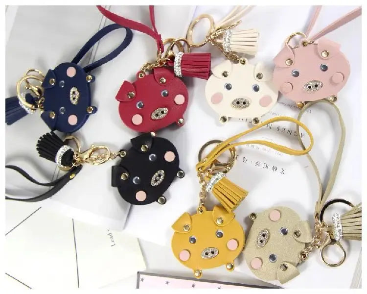 Hot Sale Custom Leather Design Keyring Strap Bag Charms Ornament Bag Charm Luxury Car Keychain