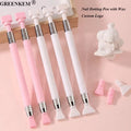 New Rotating Nail Dotting Pen Tool Pink Rotary Dot Rhinestone Nail Wax Pen Crayon Stick Nail Art Dotting Pen