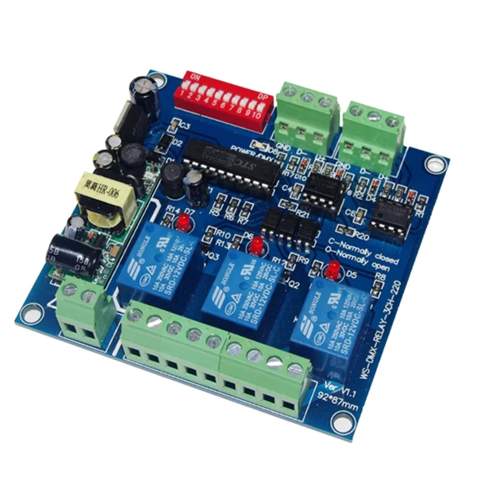 AC110-230V Dmx512 3P Controller 3CH Board Dmx512 Relay Switch Decoder