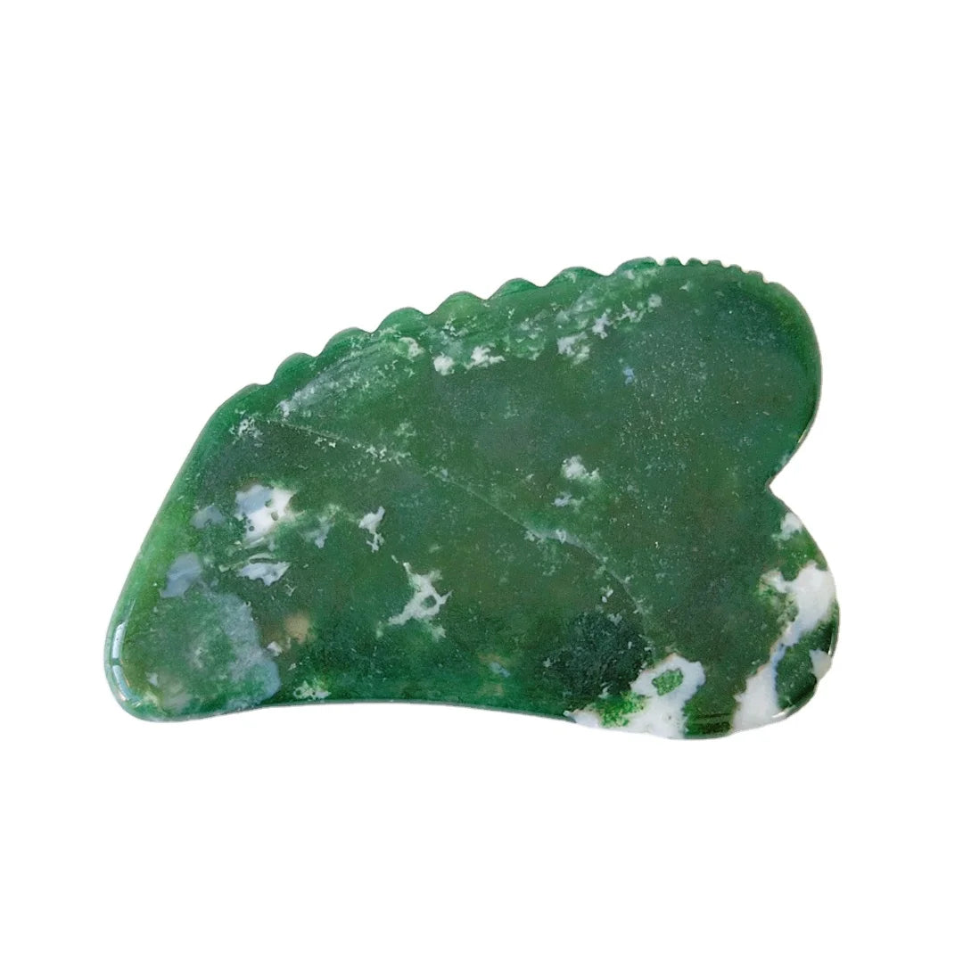 Hot Sale Moss Agate Jagged square Shape Gua Sha Board Crystal Tool for Anti Aging