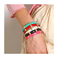 Jewelry Colorful Enamel Bangle No Fade 18K Gold Plated Open C Shape Micro Pave Zircon Stainless Steel Bracelet