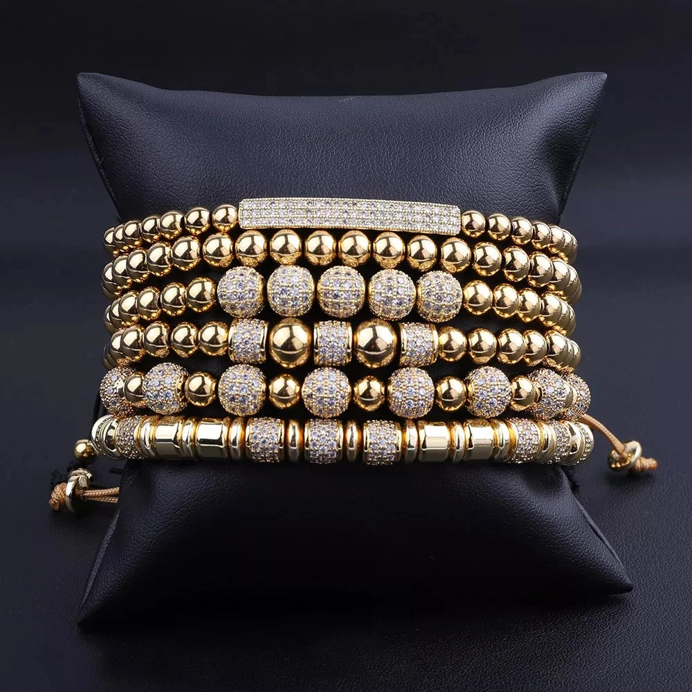 New Design Luxury Micro CZ Pave Charm 18K Gold PVD Plating Stainless Steel Custom Logo Macrame Bracelet JBS11651