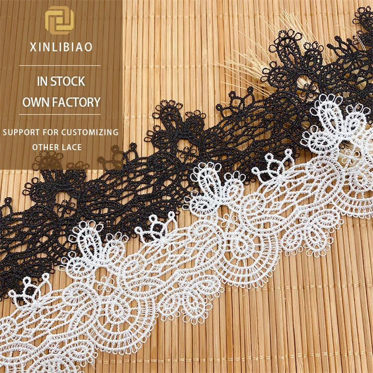 Bar Code Black White Off-The-Shelf Computer Embroidery Lace 100% Polyester Water Soluble Home Pajamas Accessories Clothing Shoes