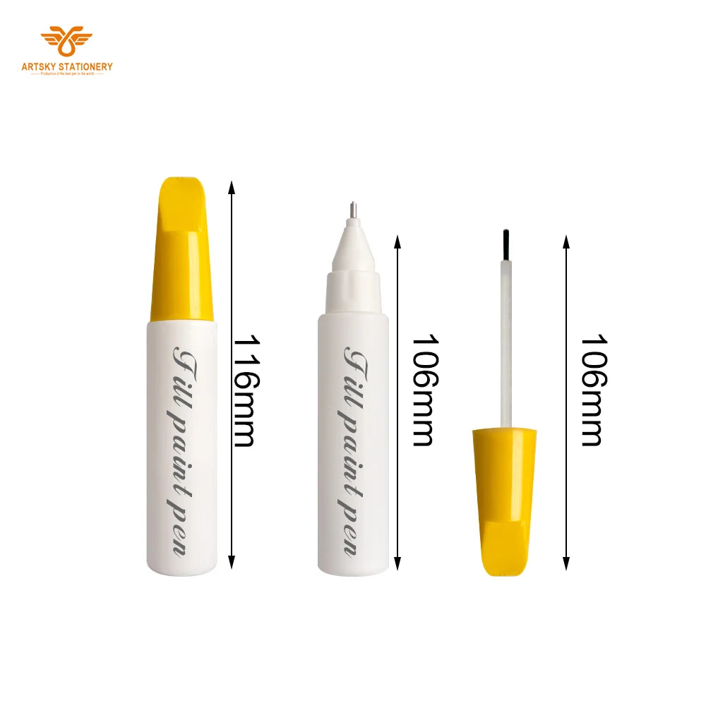 Refillable 2-in-1 Paint Applicator Pens - Fine Tip Writer Pen Brush Empty Auto Paint Pen