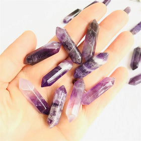 Hot sale natural rock quartz 12 facet double terminated dream amethyst crystal pendant