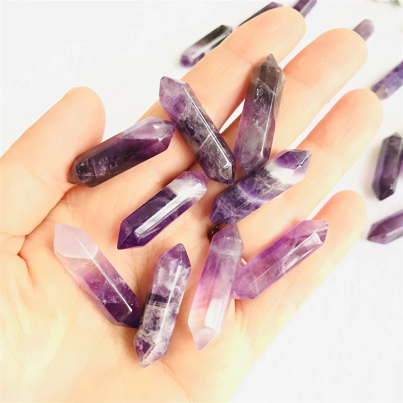 Hot sale natural rock quartz 12 facet double terminated dream amethyst crystal pendant