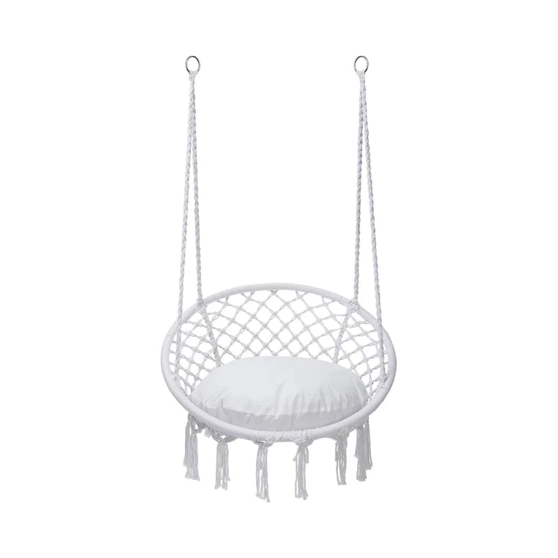 Woqi Hanging Rope Swing Max Included Large Macrame Hanging Chair with Pocket for Superior Comfort
