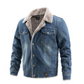 Men's Classic Denim Jacket with Warm Sherpa Fleece Lining Casual Long Sleeve Winter Coat