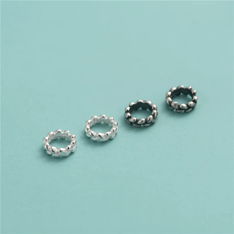 Fashion 925 Sterling Silver Black Twist Hollow Round Spacers Beads for Jewelry Making Accessories Wholesale