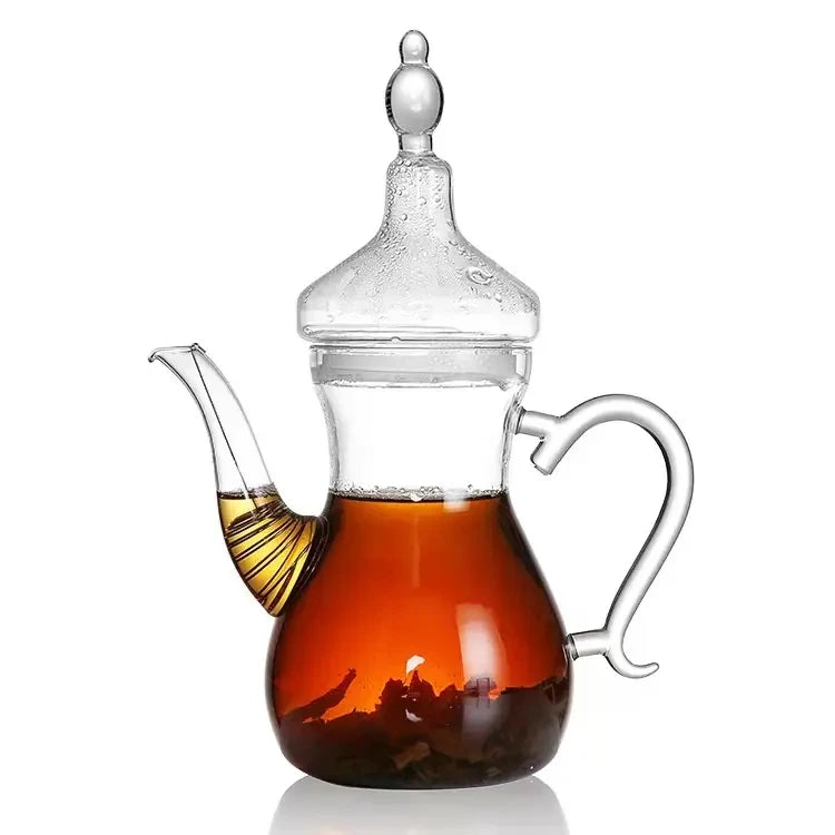 Luxury 1L Glass Teapot with Integrated Filter Modern Design Microwave Safe & Heat Resistant Coffee & Tea Set