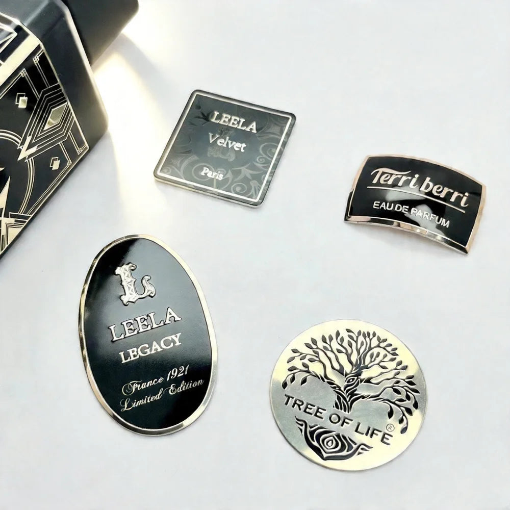 OEM Gold Metal Branding Logo Sticker Label for Candle Jars Luxury Home Decoration Soy Wax Candle Making Plating Packaging Labels