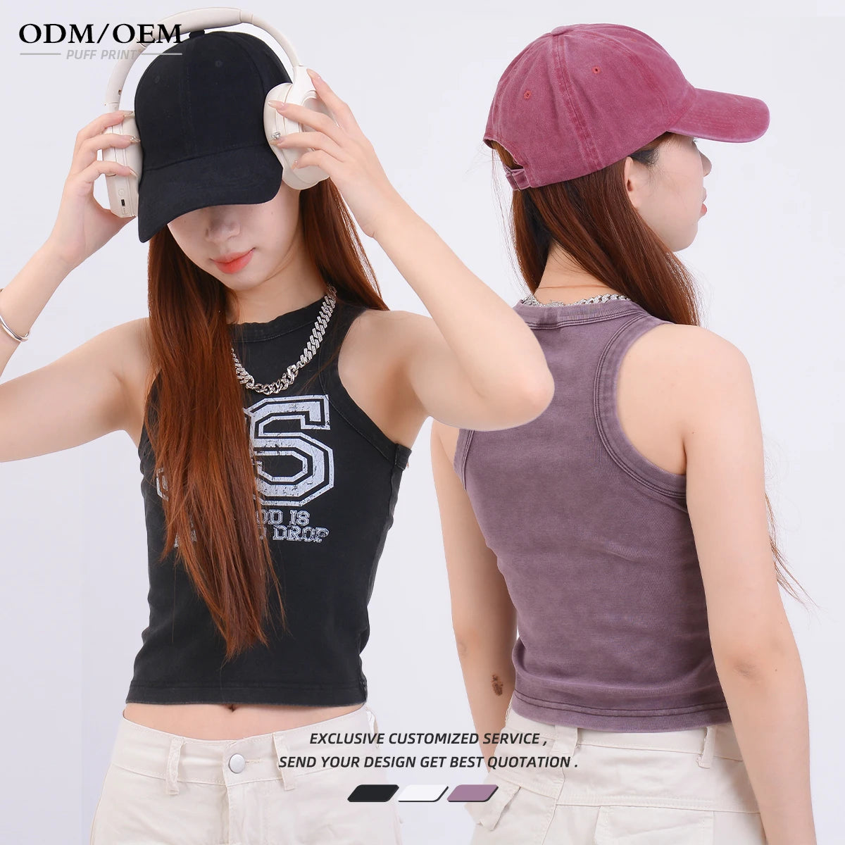 Wholesale Women Summer Crop Top Tshirt Women Sleeveless Crop Top Cotton Blend T Shirt Lady Cotton Crew Neck Printing T Shirt