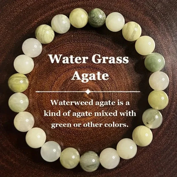 Hot Selling Natural Stone Water Grass Agate Beaded Bracelet Healing Energy Bracelet for Men and Women