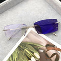 Small Polygon Rectangle Frameless Titanium Alloy Diamond Gold Silver Lunettes Anti Reflet Homme  Photochromic Glasses Woman