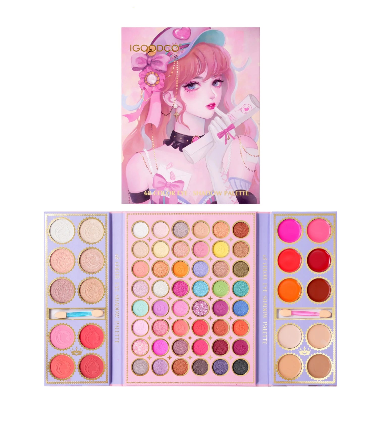 68 Color IGOODCO Eye Shadow Pressed Glitter Eyeshadow Factory Direct Waterproof Includes Cosmetic