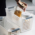 Simple Rectangular White Groceries Cabinet Drawer Sorting and Sorting Storage Box Washing Storage Basket Bathing Plastic