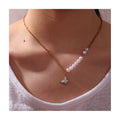 French Retro Jewelry 18k Gold Plated White Shell Butterfly Heart Pendant Necklace Stainless Steel Pearl Splicing Chain Clavicle
