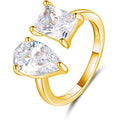 Boutique Jewelry Wedding Band Party Rings Full Diamond Zircon Ring Simple Design Flower Wedding Ring Set