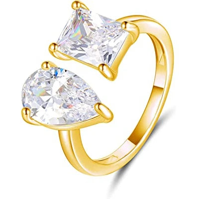 Boutique Jewelry Wedding Band Party Rings Full Diamond Zircon Ring Simple Design Flower Wedding Ring Set