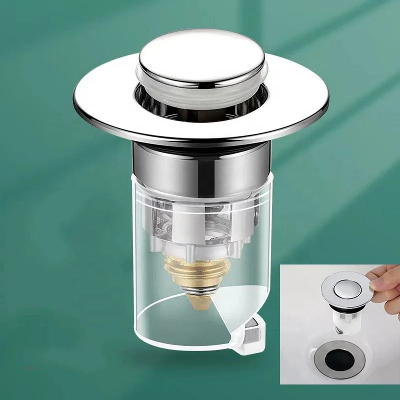 Modern Design Pop-Up Basin Drainer Anti-Odor Brass Core Pressed Leak Plug Universal Counter Sink with Anti-Odor Core