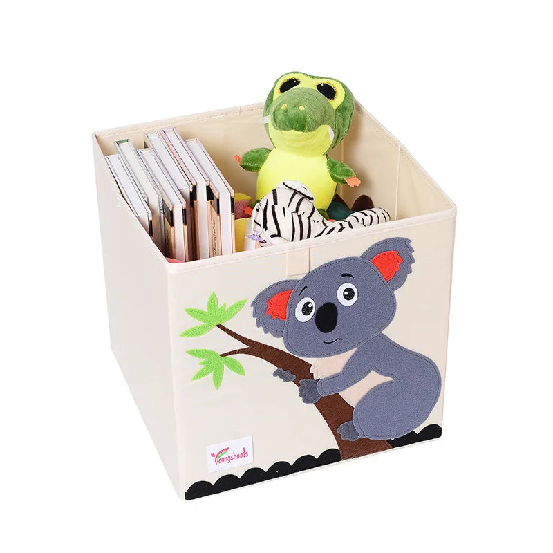 Hot Sale Foldable Pp Board Kids Toys Organizer Cartoon Embroidery Storage Basket Big Capacity 33x33x33 Cm