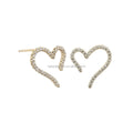 Wholesale Au375  Irregular Heart Shape Earrings 9k Real Gold Earrings With Zircons Women Jewelry