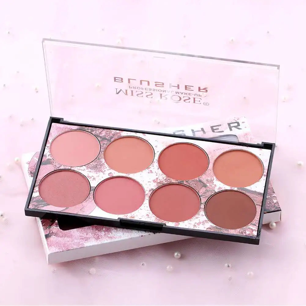 MISS ROSE 8 Colors Blush Palette Face Mineral Pigment Palette Blusher Powder Long Lasting Professional Blush Beauty Makeup