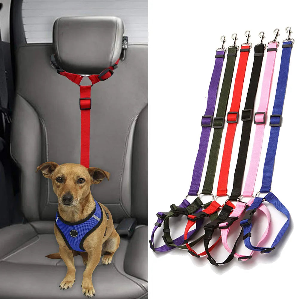 Adjustable Pet Car Seat Belt Nylon Lead Dog Leash Backseat Safety Belt OEM Custom Designer Dog Harness Collar Pet Accessories