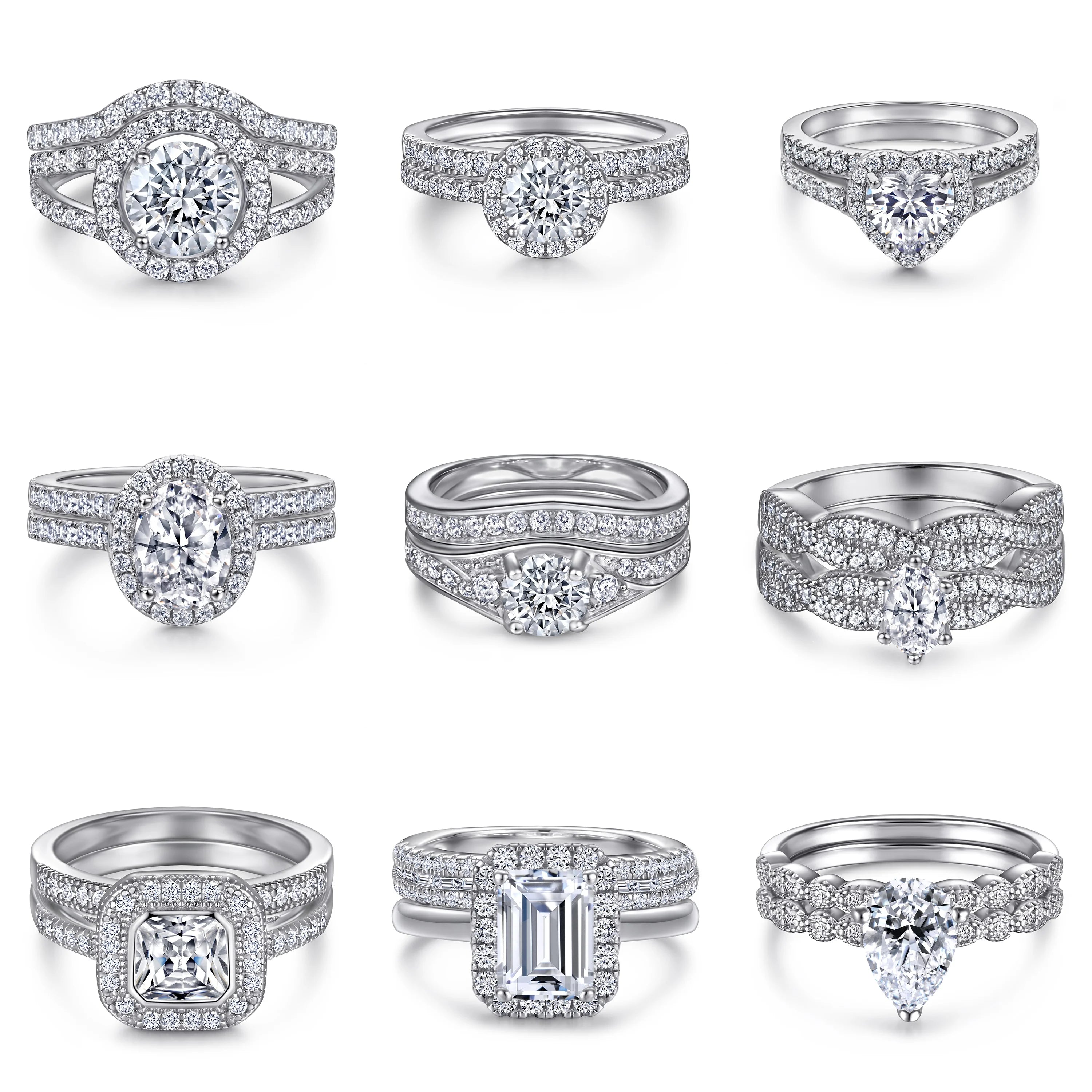 925 Sterling Silver Jewelry Supplier Women Jewelry Wholesale AAA Zircon Rhodium Plating Is Not Easily Oxidized Engagement Ring