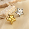 French Style Designer Stainless Steel Pleated Design Star Ring for Women Men