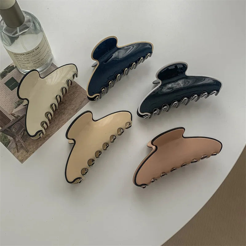 Wholesale Custom Women Black White Pink 11cm Large Clamp Clip Jumbo Xl Two Tone Plain Recycle Acetate Hair Claw Clips for Thick