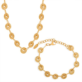MICCI New Gold Plated Necklace High Quality Stainless Steel Texture Coil Bracelet Fashion Jewelry Luxury Jewelry Sets for Women