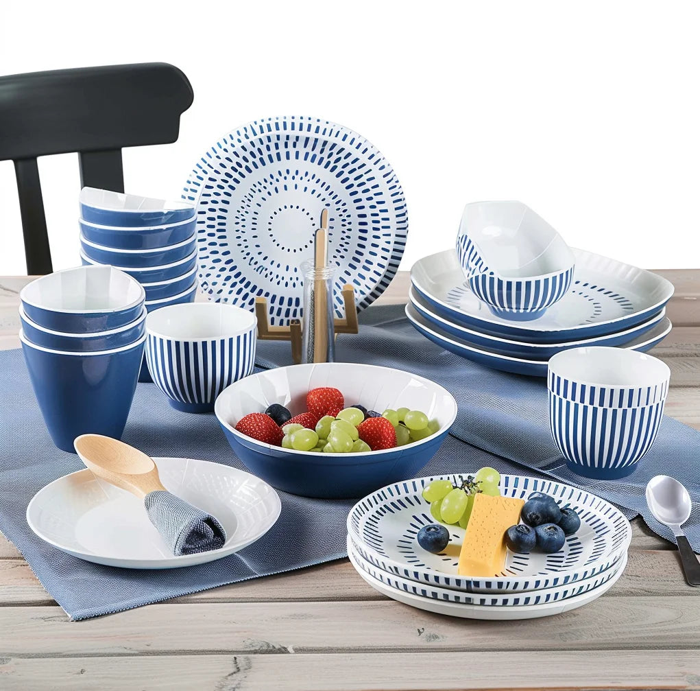 Customization Eco-Friendly Bamboo Fiber Luxury Dinnerware Set Dishes Plates and Bowls