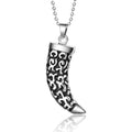 Fast Shipping Jewelry Curved Handmade Black Enamel Casting Stainless Steel Horn Pendant Fine Necklace