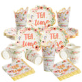 Camellia Theme Tea Time 12 PCS Paper Plates Paper Tableware Tea Party Disposable Tableware Set