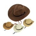 Men's Paper Straw Cowboy Hat Summer Beach Sun Wide Shapable Brim Panama Hat Mexico Sombreros Fedora Hat