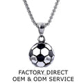 Custom 316 Stainless Steel Football Soccer Pendant Necklace Water Proof Non-tarnish Steel Mens Sports Football Necklace