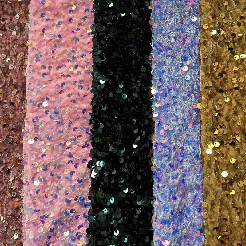 White Emerald Green Velvet Lace Fabric Embroidered Sequins Knitted Techniques for Wedding Accessories Girls' Lining Bags Shoes