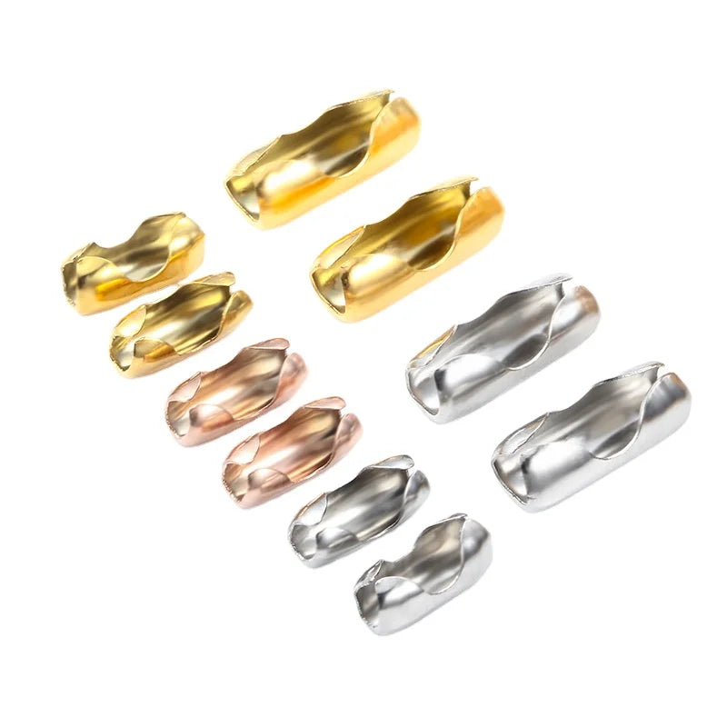 Custom Metal Stainless Steel Bead Ball Chain Connector Clasp Gold Plating Metal Connector Clips for DIY Jewelry