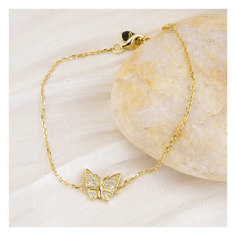 2025 Designer Summer 925 Sterling Silver Butterfly Bracelet 18K Gold Plated Zircon Charm Bracelets for Women