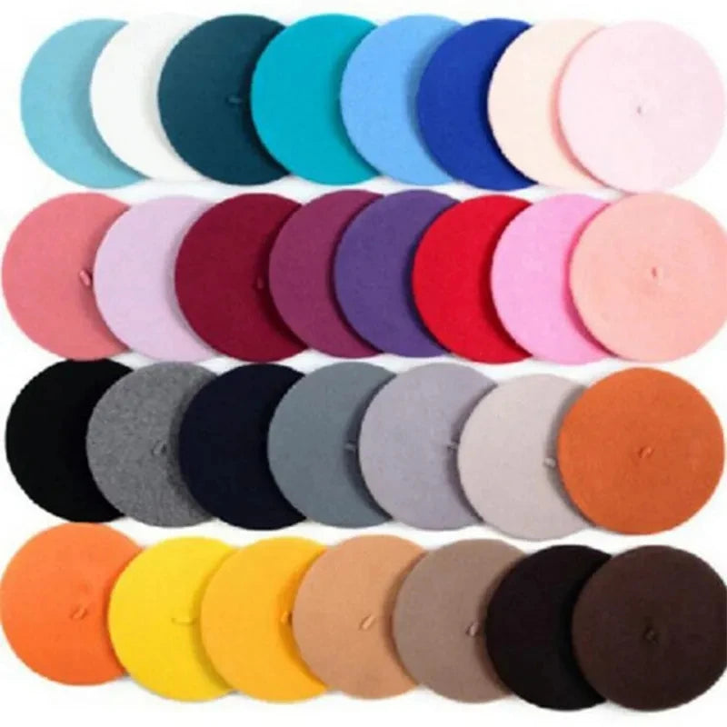 Wholesale Customizable Elegant Women's French Beret in Multicolored Winter Wool Daily Beach Outings Embroidered Knitted Patterns