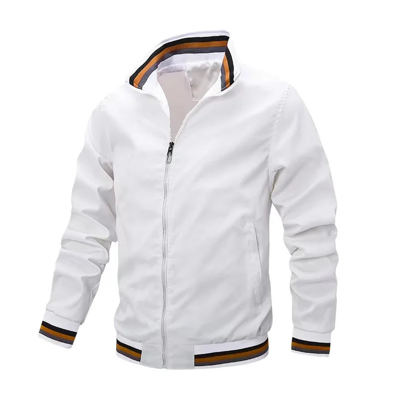 JiFeng Custom Men's Jacket 2022 New Solid Color Plush Jacket Spring and Autumn Handsome Casual Jacket